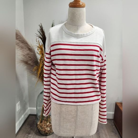 rag & bone Tops - Rag & Bone Crop Long Sleeve Striped Cotton Top sz M